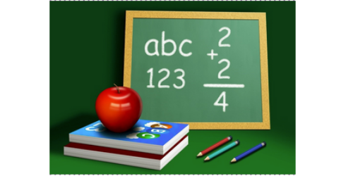 abc 123 clip art with apple and book