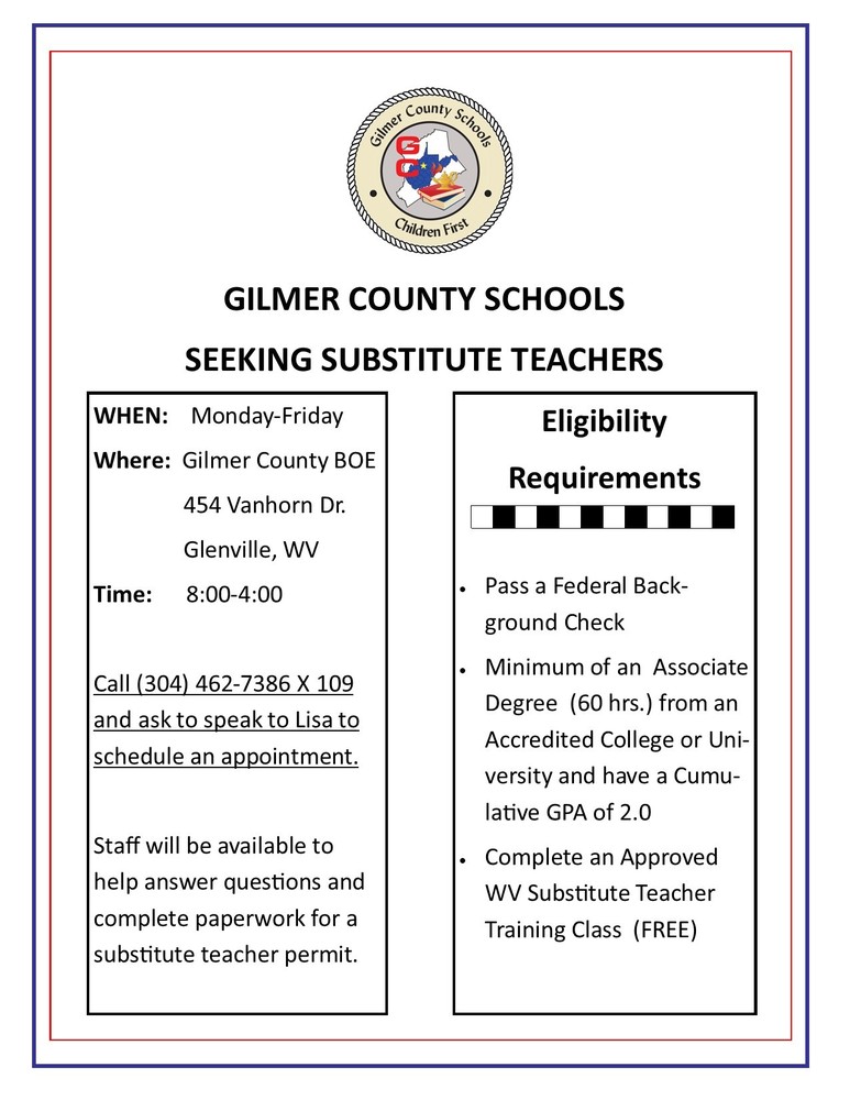 Gilmer County Schools Seeking Substitute Teachers