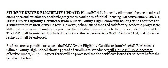 Driver Eligibility Update